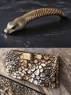 蛇形金属装饰与纹理手包