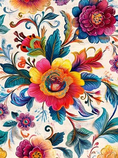 多彩花卉图案精美壁纸
