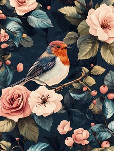 花鸟相依的唯美插画世界