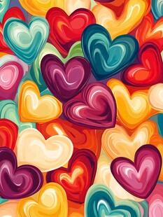 多彩爱心图案背景