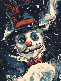 冬日魔幻小丑插画