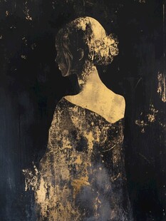 金色背影女士抽象艺术画