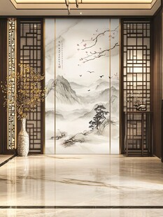 中式山水玄关背景墙设计