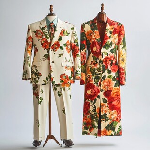 花卉图案西装与长款外套