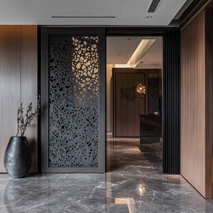 现代简约风镂空金属隔断门