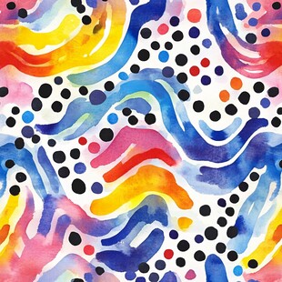多彩波点水彩抽象图案