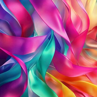 绚丽多彩的飘逸彩带纹理