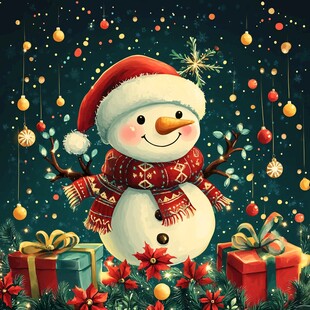 圣诞雪人 节日里的欢乐精灵
