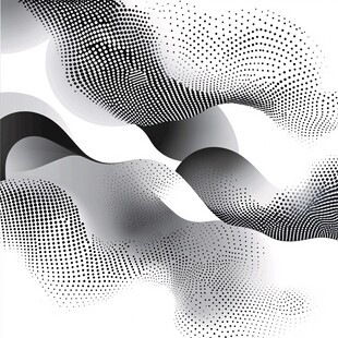 黑白波浪点状抽象艺术图