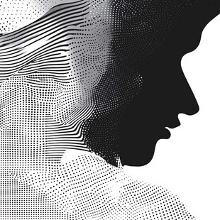 黑白半调人物轮廓抽象图
