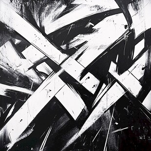 黑白抽象笔触艺术画作