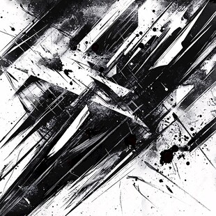 黑白抽象笔触艺术图案