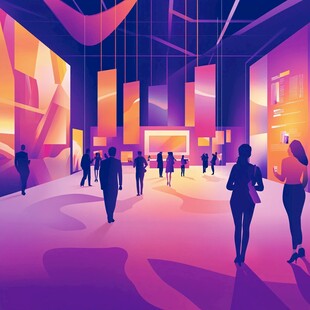 未来感十足的室内人群场景