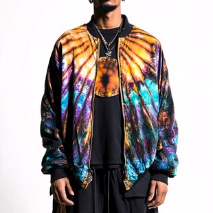 个性炫彩印花男士飞行员夹克