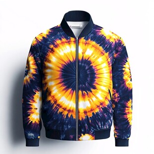 扎染风格时尚拉链夹克衫