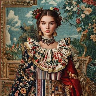 复古华丽服饰的美丽女子