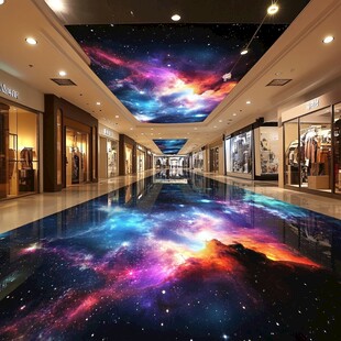 商场奇幻星空地面与吊顶