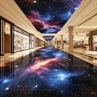 商场内的梦幻星空地面景观