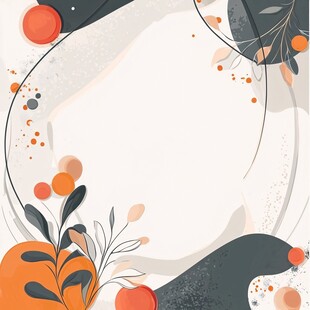 清新植物几何抽象背景图