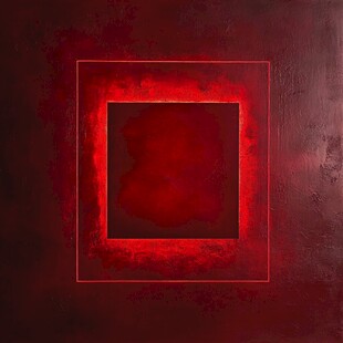 红色边框的深邃方形背景