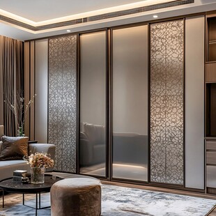 现代轻奢风客厅隔断设计