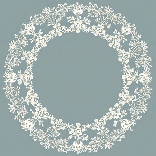白色花卉环形装饰图案