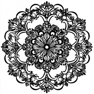黑白曼陀罗花纹图案设计