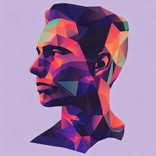多彩低多边形风格男性头像
