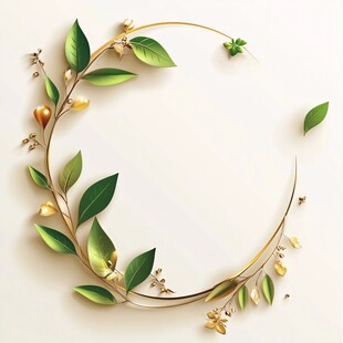 金色叶环装饰图案设计