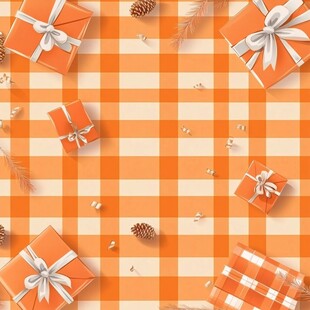 橙格背景下的精美礼品组合