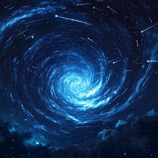 梦幻蓝色宇宙漩涡星空图