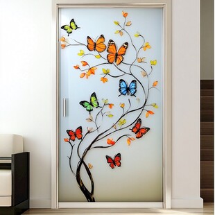 蝴蝶花枝装饰玻璃门