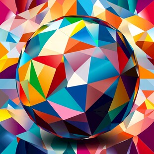 多彩几何球体绚丽背景图