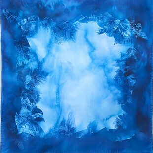 梦幻蓝色植物边框背景图