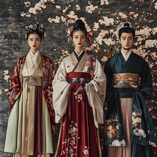 古风汉服三人优雅同框