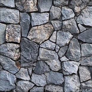 石块拼接墙面纹理特写