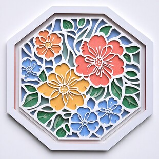 八边形立体花卉装饰画