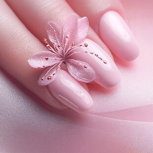 粉色花朵美甲 尽显优雅精致