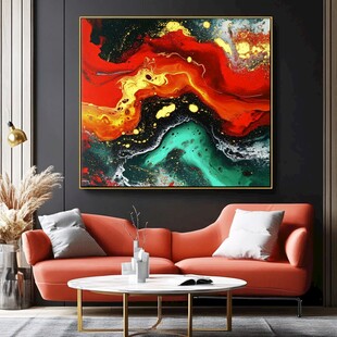 现代客厅的抽象艺术挂画