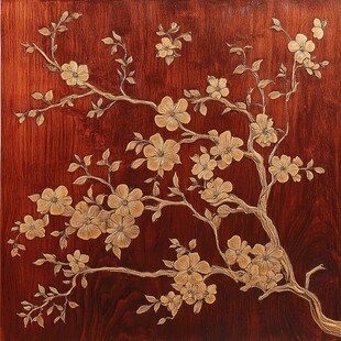 红木嵌金花卉装饰图案
