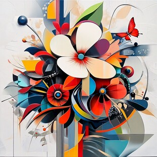 缤纷花卉抽象艺术插画