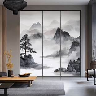 中式山水风移门装饰空间