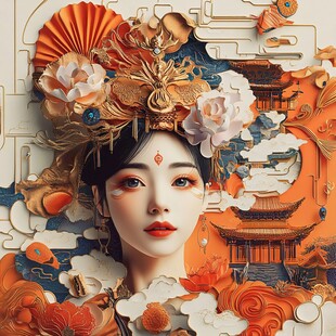 国风佳人 古韵头饰与中式美景