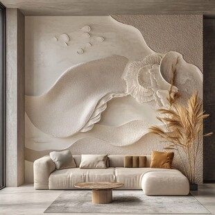 现代简约风浮雕艺术客厅墙