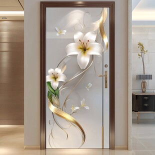 精美百合图案入户门