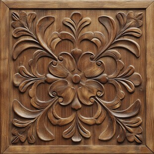 精美木质花卉浮雕图案