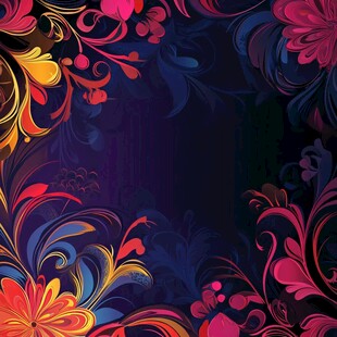 绚丽花卉边框背景图案