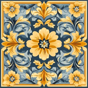 复古花卉方形装饰图案