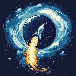 火箭冲破环形星云启航