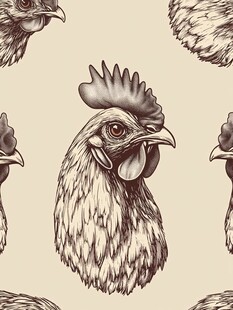 公鸡头像无缝图案设计